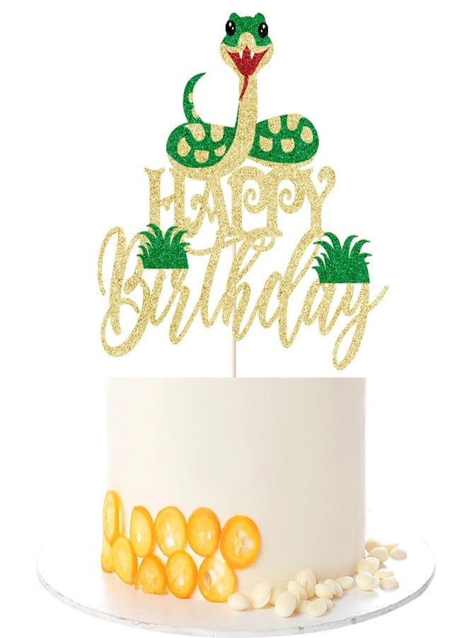 Kaoenla Glitter Snake Happy Birthday Cake Topper- snake theme happy birthday cake decoration animal theme birthday supplies decoration、Baby Party 、Boy and Girl Happy Birthday Party supplies decoratio - Image 3